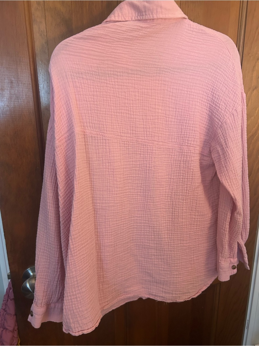 Pink Guaze Texture Button-Up Shirt - Picture 2 of 3